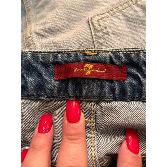 7 For All Mankind Utility Pocket Raw Hem Denim Skirt sz 26 EUC - Picture 4 of 5